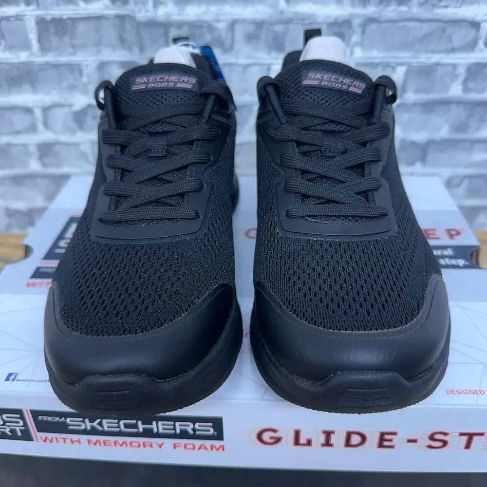 Skechers Bobs Sport Arc Waves 2.0 Black Sneaker 117660/BBK Womens Size 9.5 New